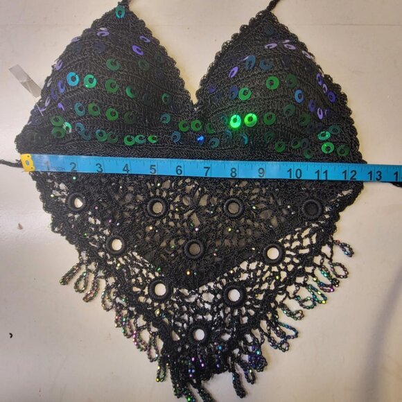 Crop Top Sequin Top, Halter Top Tank Top - NEW - Picture 6 of 12